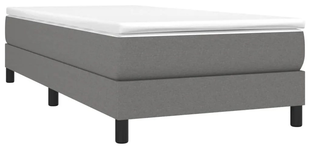 Κρεβάτι Boxspring με Στρώμα Σκούρο Γκρι 90x190 εκ. Υφασμάτινο - Γκρι