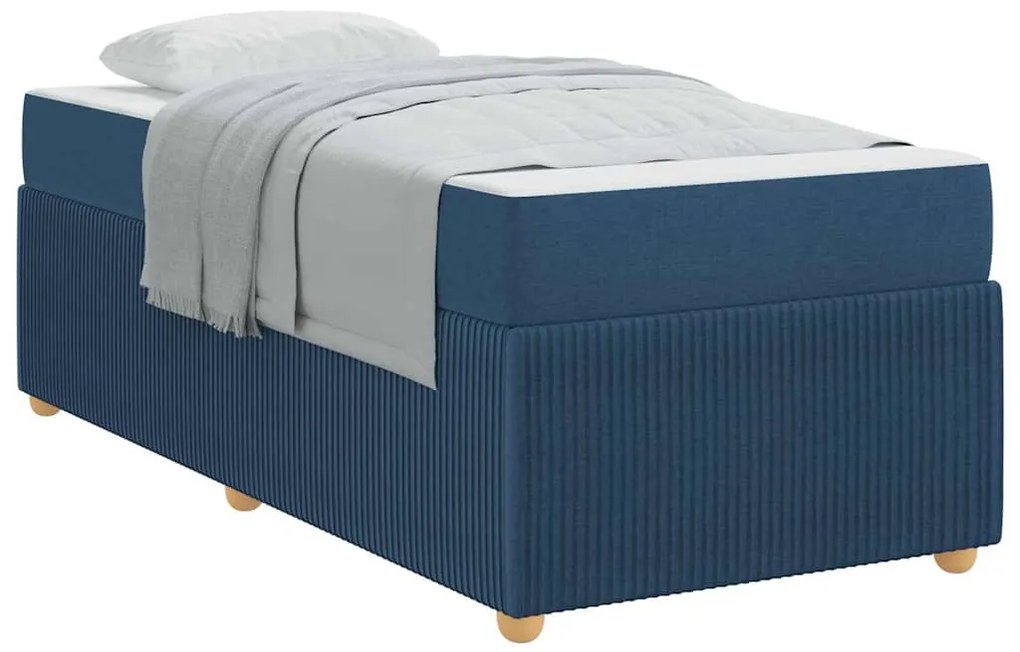 vidaXL Σκελετός Κρεβατιού με στρώμα Μπλε 90 x 190 cm ύφασμα