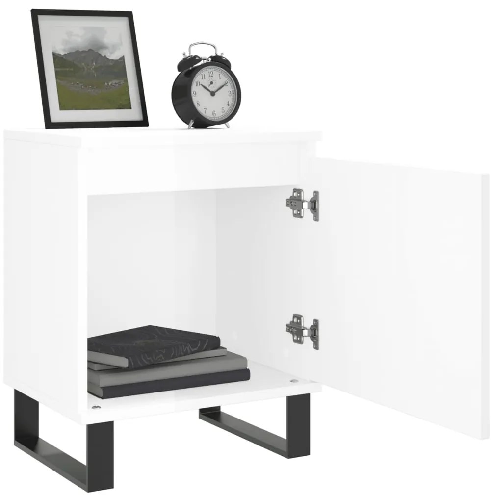vidaXL Κομοδίνα 2 τεμ. Γυαλ. Λευκά 40x30x50 εκ. από Επεξεργασμένο Ξύλο