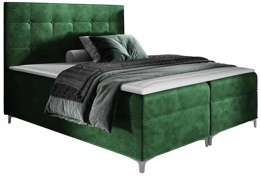 Κρεβάτι continental Baltimore 185, Continental, Μονόκλινο, Πράσινο, 120x200, Ταπισερί, Τάβλες για Κρεβάτι, 125x208x112cm, 98 kg, Στρώμα: Ναι