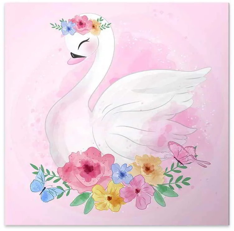 Πίνακας σε καμβά &quot;Baby Swan&quot; Megapap ψηφιακής εκτύπωσης 40x40x3εκ.