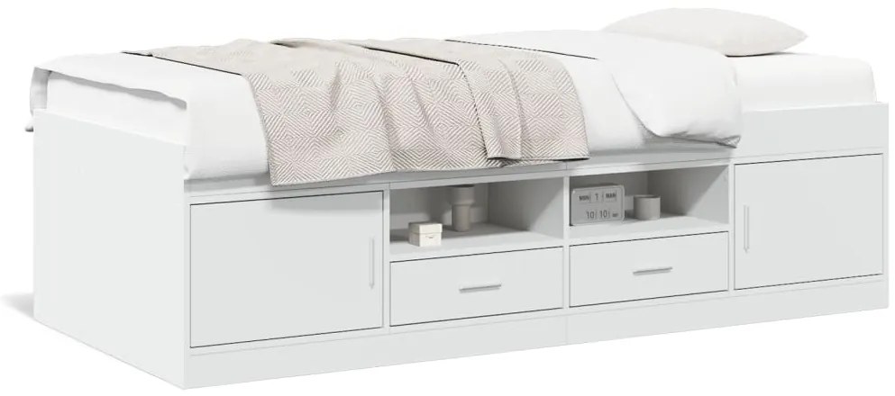 vidaXL Καναπές Κρεβάτι με Συρτάρια Χωρίς Στρώμα Λευκός 90x190 εκ.