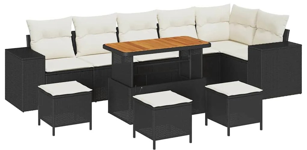 vidaXL Σετ Καναπέ Κήπου 10 pcs Μαύρο συνθετικό ρατάν