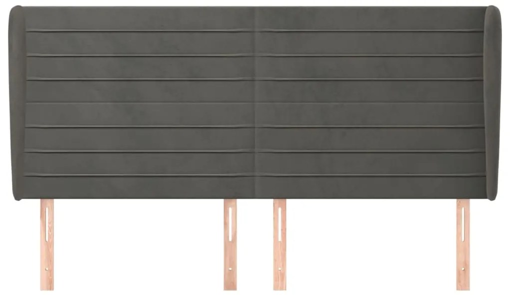 vidaXL Κεφαλάρι με Πτερύγια Σκούρο Γκρι 183x23x118/128 εκ. Βελούδινο