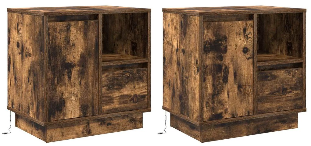 Κομοδίνο με συρτάρι 2 pcs Καπνιστό Δρύς 50 x 34,5 x 50 εκ.