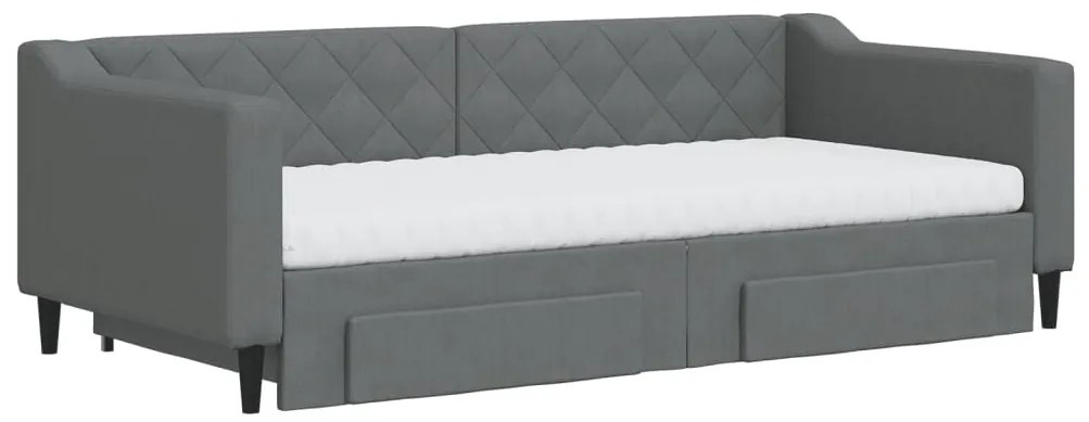 vidaXL Καναπές Κρεβάτι Συρόμενος Σκούρο Γκρι 90x190 εκ Ύφασμα Συρτάρια