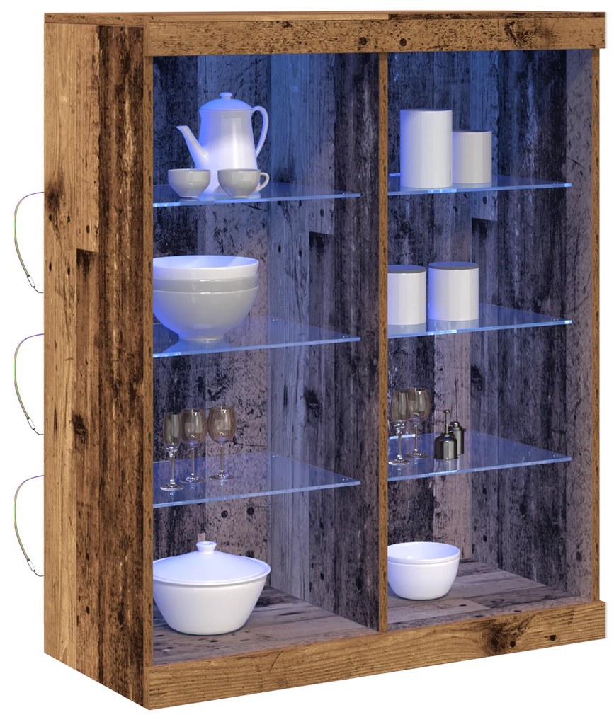 vidaXL Μπουφές με LED Φώτα Παλιού Ξύλου 41x37x100 εκ.
