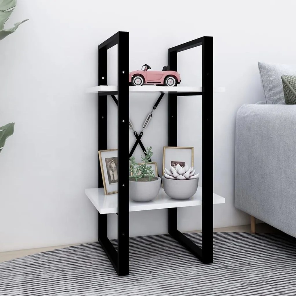 Βιβλιοθήκη με 2 Ράφια Λευκή 40 x 30 x 70 εκ. από Επεξ. Ξύλο 806407