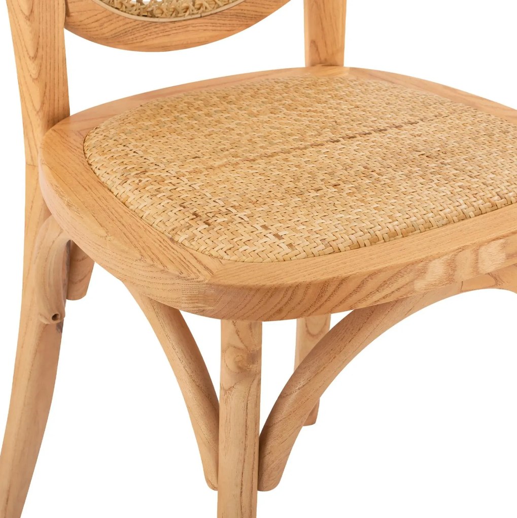 Καρέκλα TINSLEY Ξύλινη με Οβάλ πλάτη και Rattan Φυσικό 45x50x97εκ. 45x50x97 εκ.