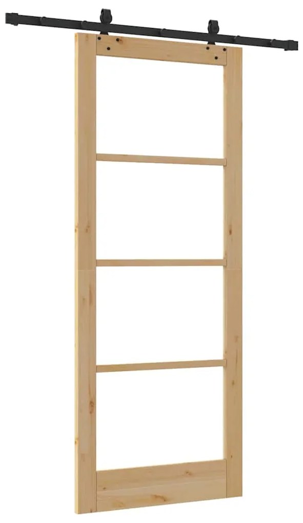 vidaXL Συρόμενη Πόρτα Χειροκίνητος Καφέ 86 x 211 cm Ξύλο και μέταλλο