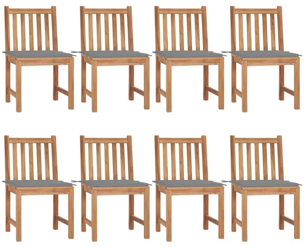 vidaXL Καρέκλες Κήπου 8 Τεμαχίων από Μασίφ Ξύλο Teak με Μαξιλάρια