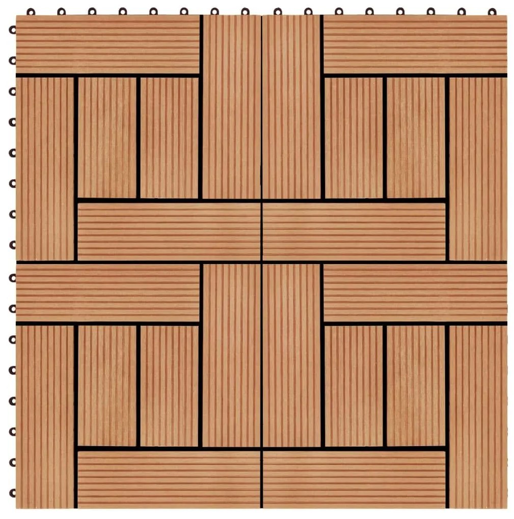 Πλακάκια Deck 22 τεμ. Χρώμα Teak 30 x 30 εκ. 2 μ² από WPC - Καφέ