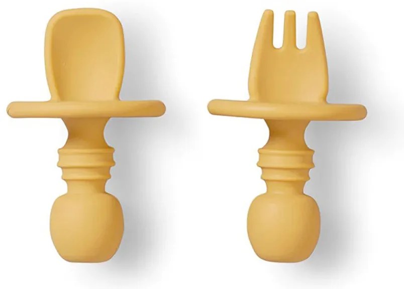 Κουτάλι + Πιρούνι (Σετ) Saro Anti-Choking Ochre 17474