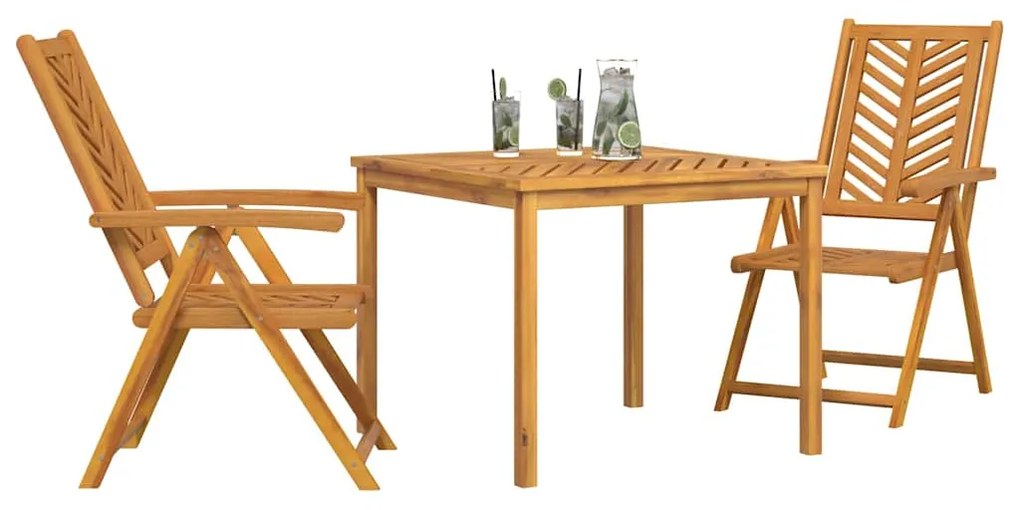 vidaXL Σέτ φαγητού για κήπο 3 pcs Καφέ Στερεό Ξύλο Ακακίας