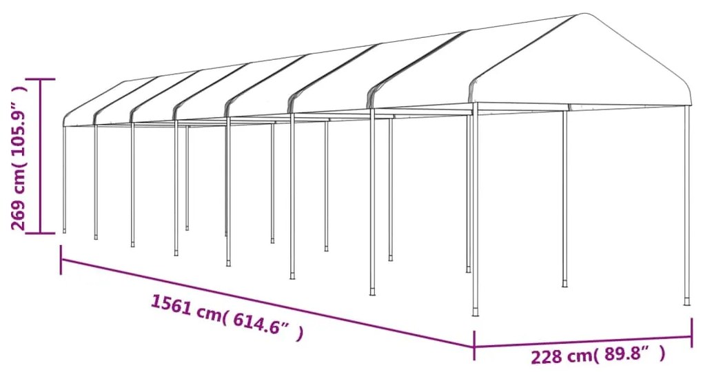 vidaXL Κιόσκι με Τέντα Λευκό 15,61 x 2,28 x 2,69 μ. από Πολυαιθυλένιο