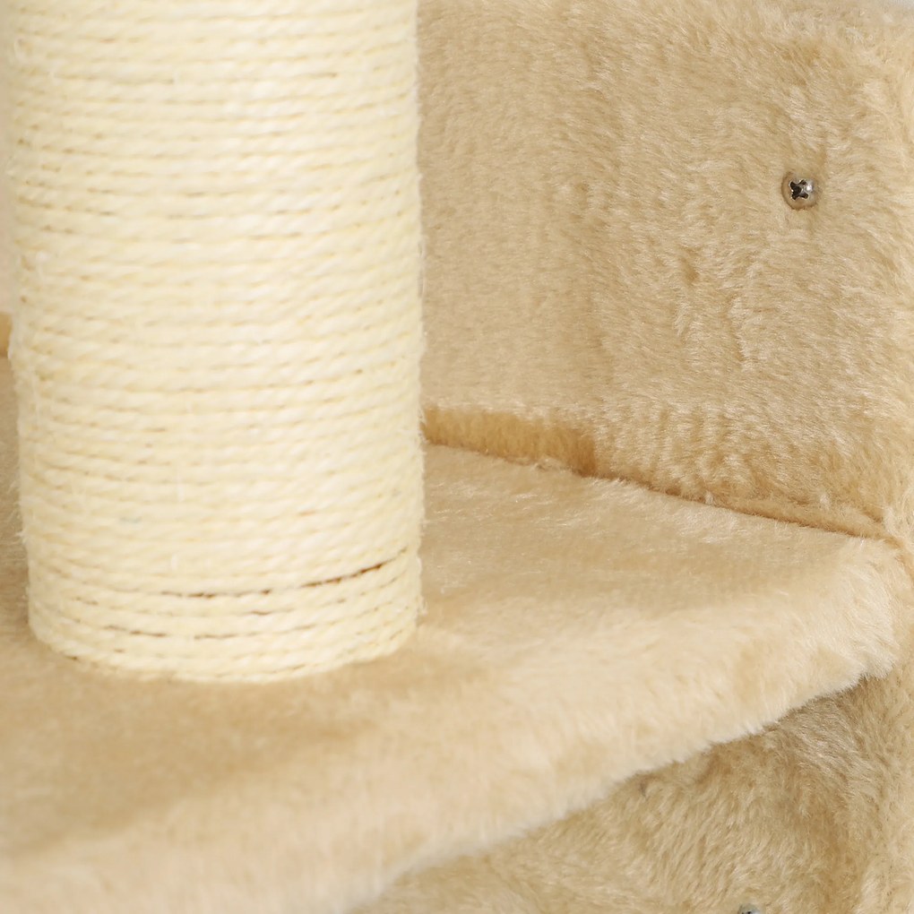 Σετ αναρρίχησης για γάτες PawHut με στύλους ξυσίματος, πλατφόρμες άλματος και μπάλες παιχνιδιού, για αναρρίχηση και ξεκούραση, Μπεζ