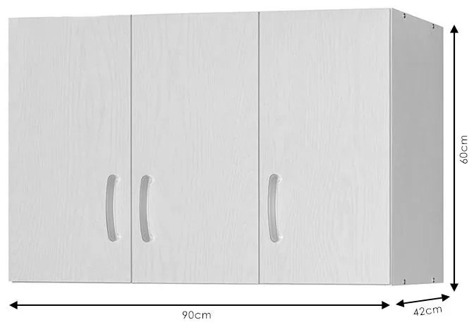 Πατάρι ντουλάπας Zelia τρίφυλλο λευκό 90x42x60εκ 90x42x60 εκ.