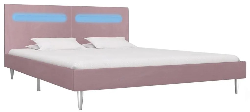 Πλαίσιο Κρεβατιού με LED Ροζ 180 x 200 εκ. Υφασμάτινο - Ροζ
