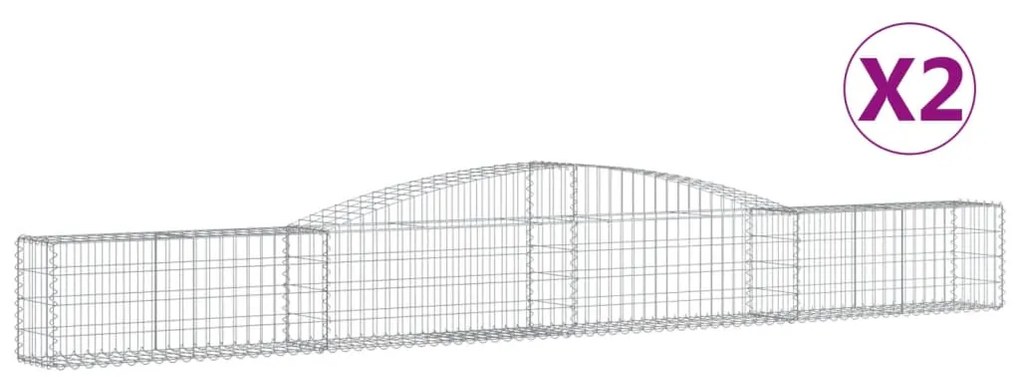 vidaXL Συρματοκιβώτια Τοξωτά 2 τεμ. 400x30x40/60 εκ. Γαλβαν. Ατσάλι