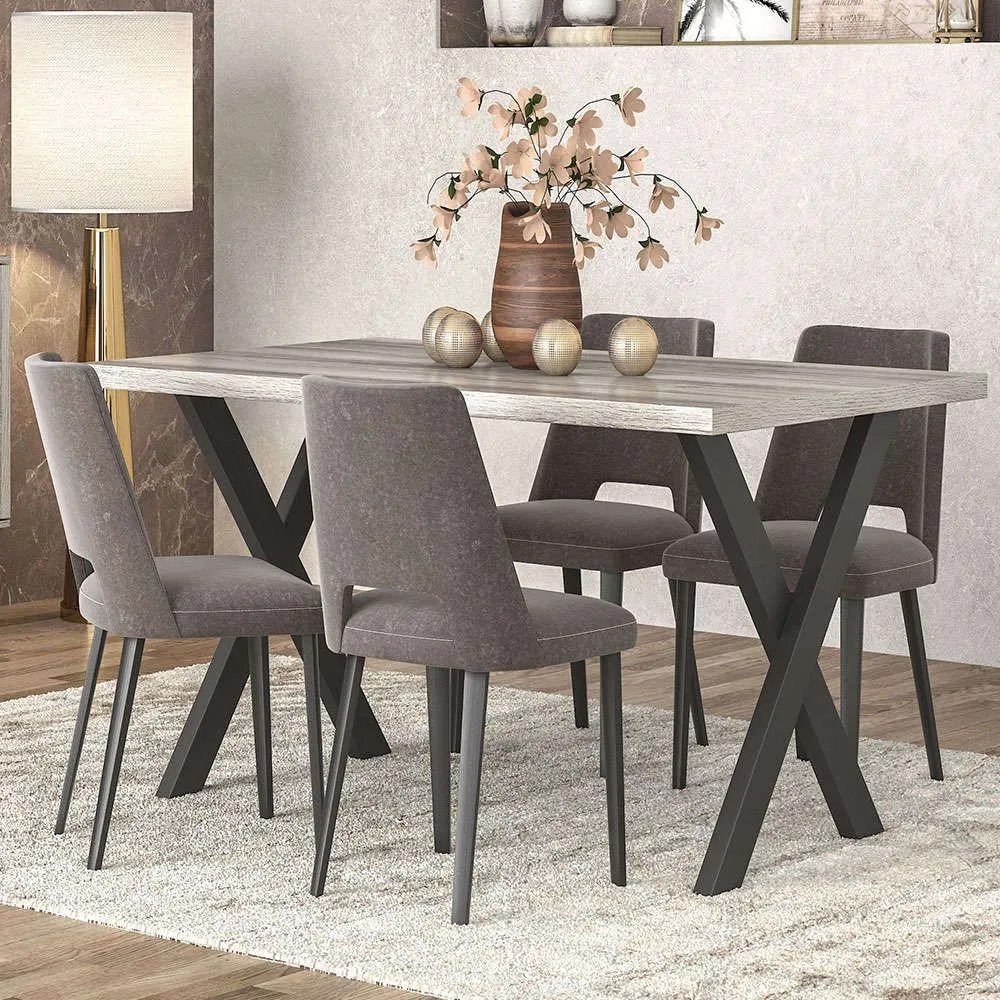 Τραπέζι Νο6 159x90x78cm Ash Melamine, Metal