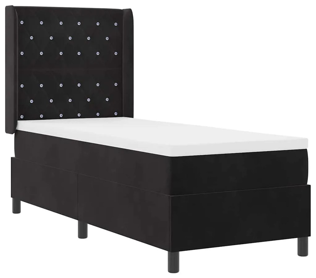 vidaXL Κρεβάτι Box Spring LED με Στρώμα Μαύρο 80 x 200 cm Βελούδο