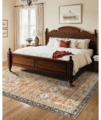 VEVOR Large Area Rug 7.5x9.5 ft Anti-Skid Indoor Floor Mat Vintage Brown Green