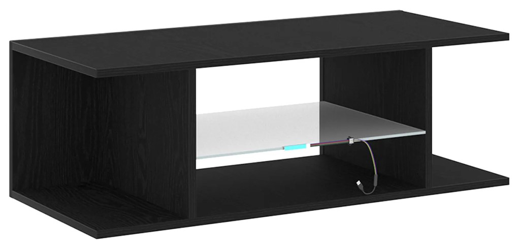 vidaXL Ντουλάπα τηλεόρασης με LED φώτα Μαύρη Δρυς 90x39x30 εκ από επεξεργασμένο ξύλο