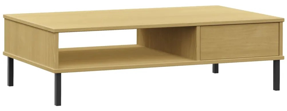 vidaXL Τραπεζάκι OSLO Καφέ από Μασίφ Ξύλο Πεύκου με Μεταλλικά Πόδια