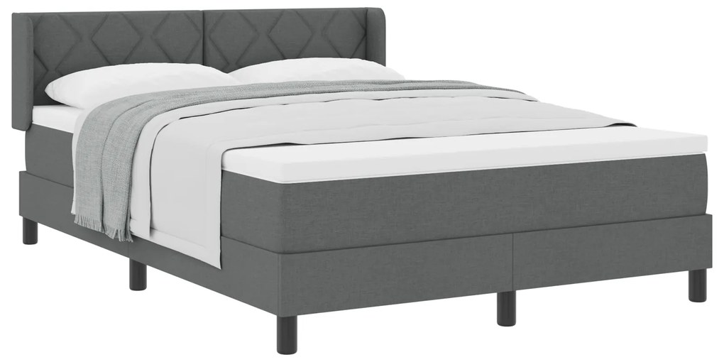 vidaXL Κρεβάτι Box Spring με Στρώμα Σκούρο Γκρι 140x200 εκ. Ύφασμα