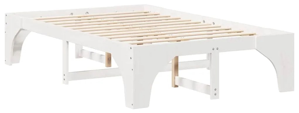 vidaXL Κρεβάτι δαπέδου Λευκό 140 x 190 cm Μασίφ ξύλο πεύκου