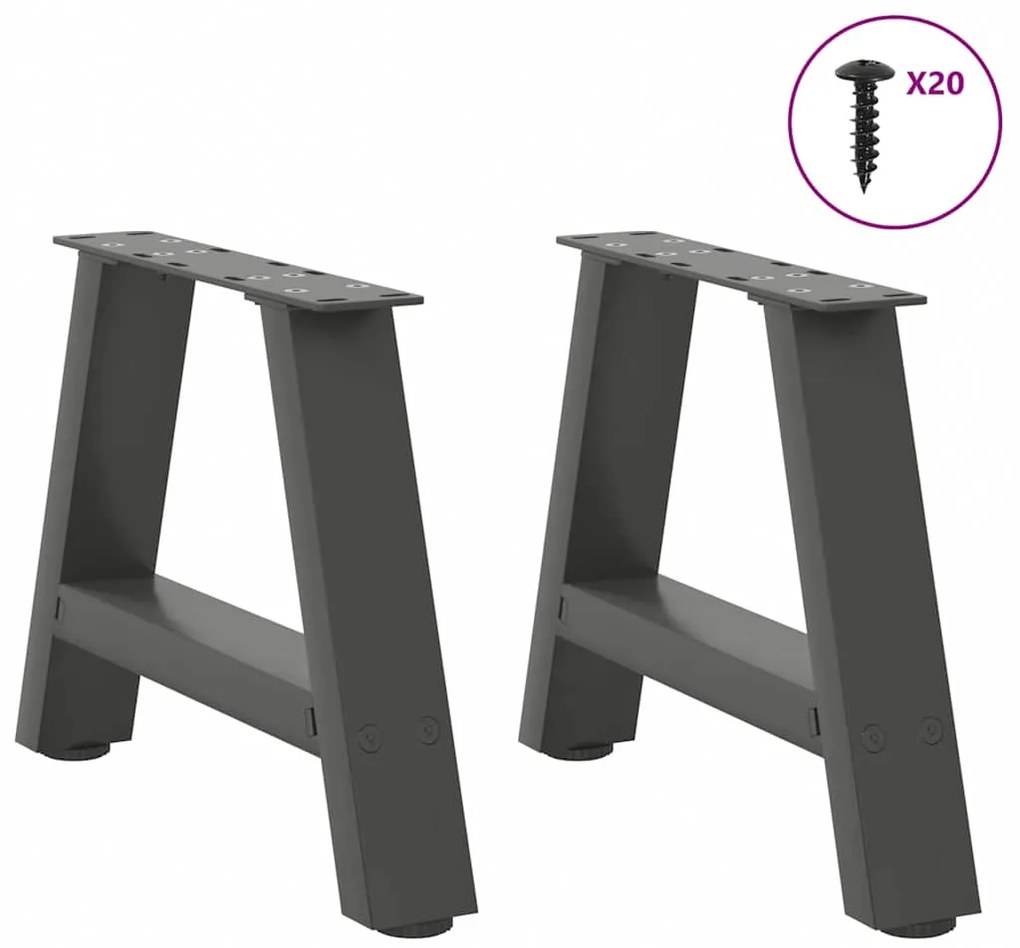vidaXL Πόδια Τραπεζιού Σαλονιού Σχήματος Α 2 τεμ. Ανθρακί 40x(30-31) εκ. Ατσάλι