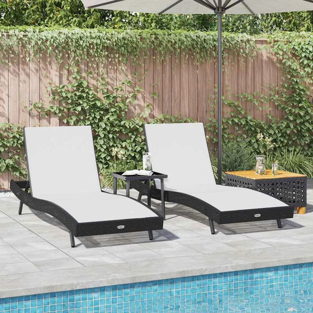 vidaXL Ήλιος Λάουτζερ 3 pcs Μαύρο και Λευκό 40 x 40 x 40.5 εκ