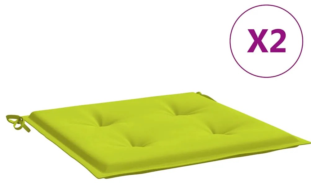 vidaXL Μαξιλάρια Καρέκλας Κήπου 2 τεμ. Αν. Πράσινο 40x40x4 εκ. Ύφασμα