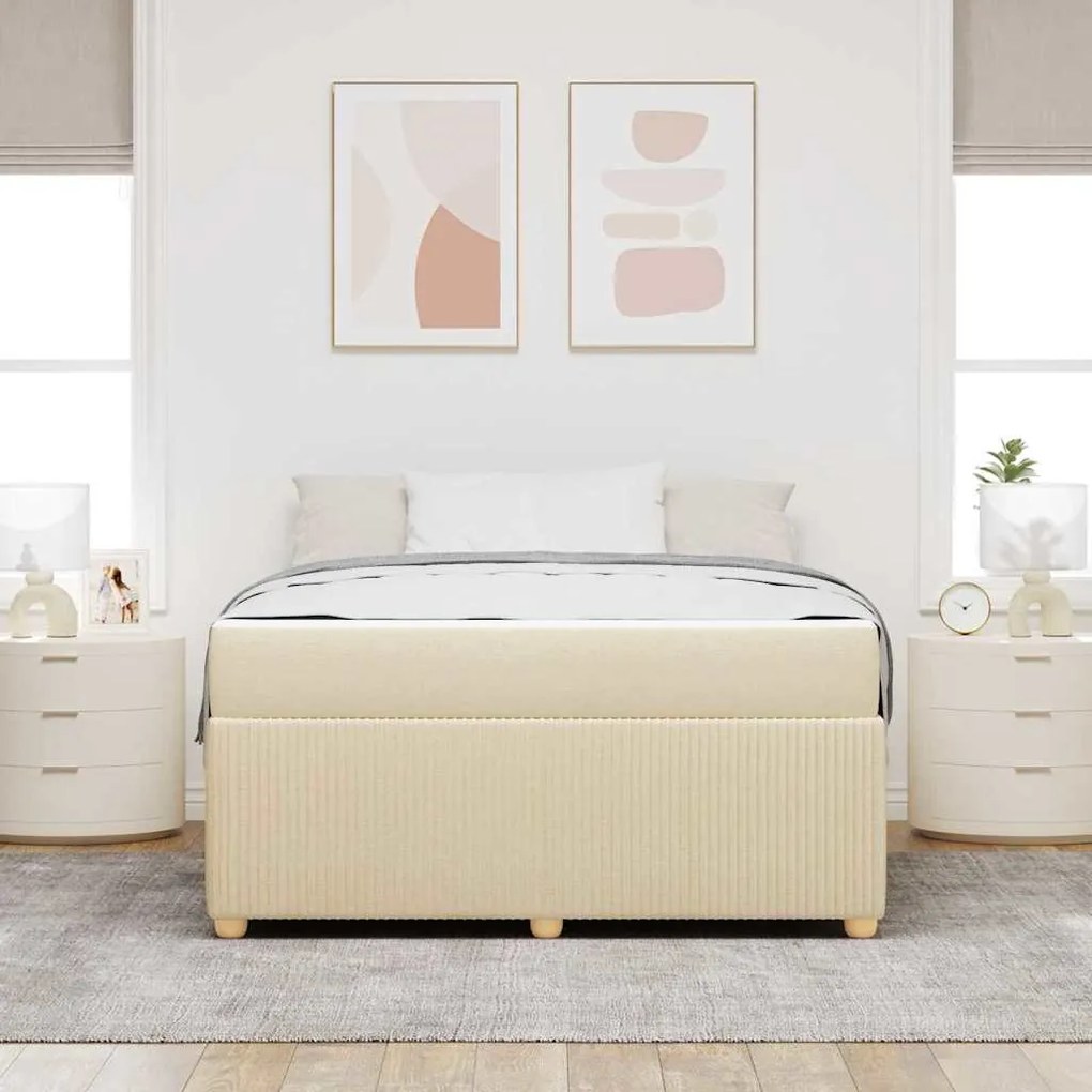 vidaXL Σκελετός Κρεβατιού Άλλο Κρεμ 160 x 200 cm ύφασμα