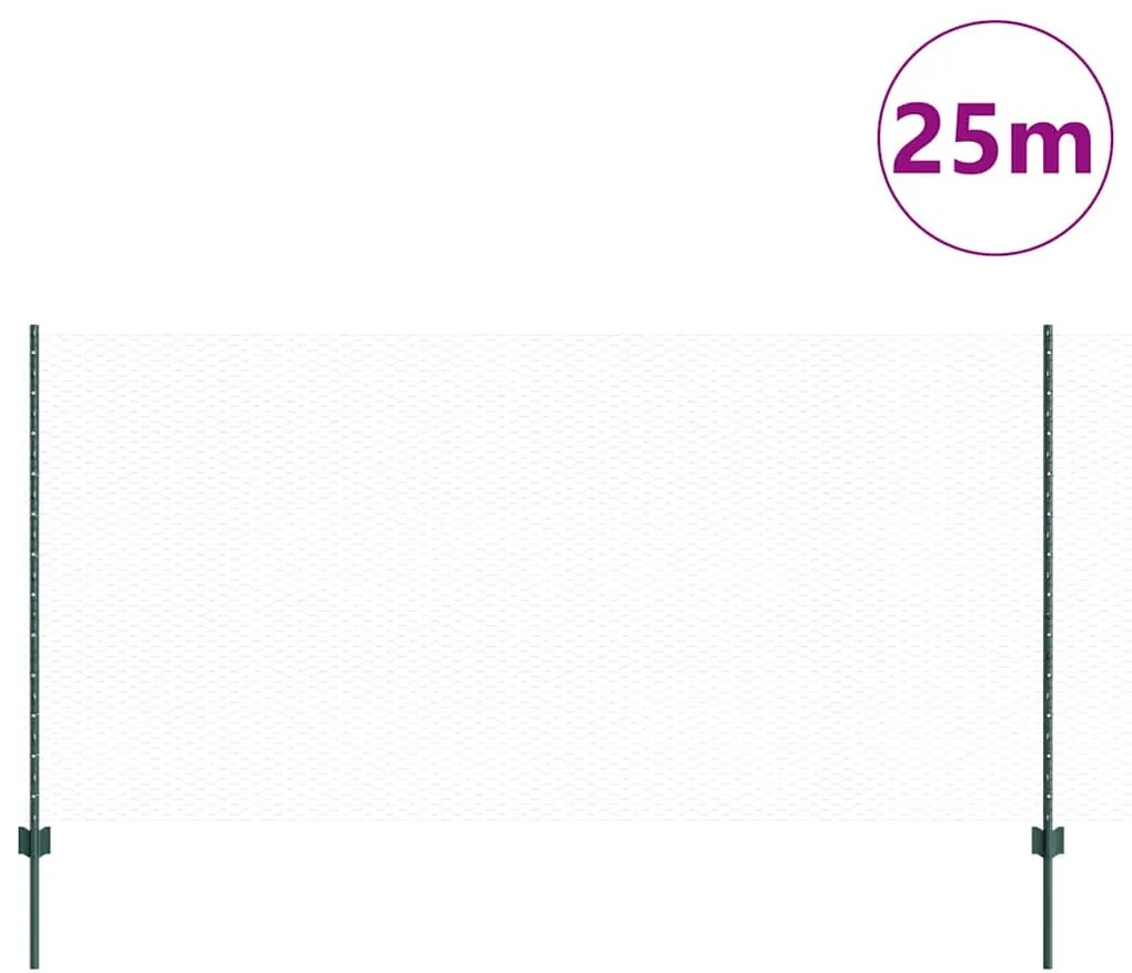 vidaXL Φράκτης με Στυλό Πράσινο 120x2500 cm Ατσάλι