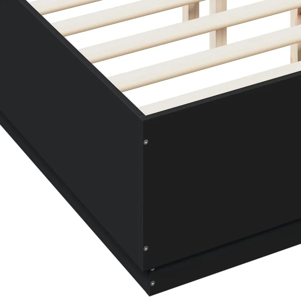 vidaXL Πλαίσιο Κρεβατιού Μαύρο 135x190 εκ. Επεξεργ. Ξύλο