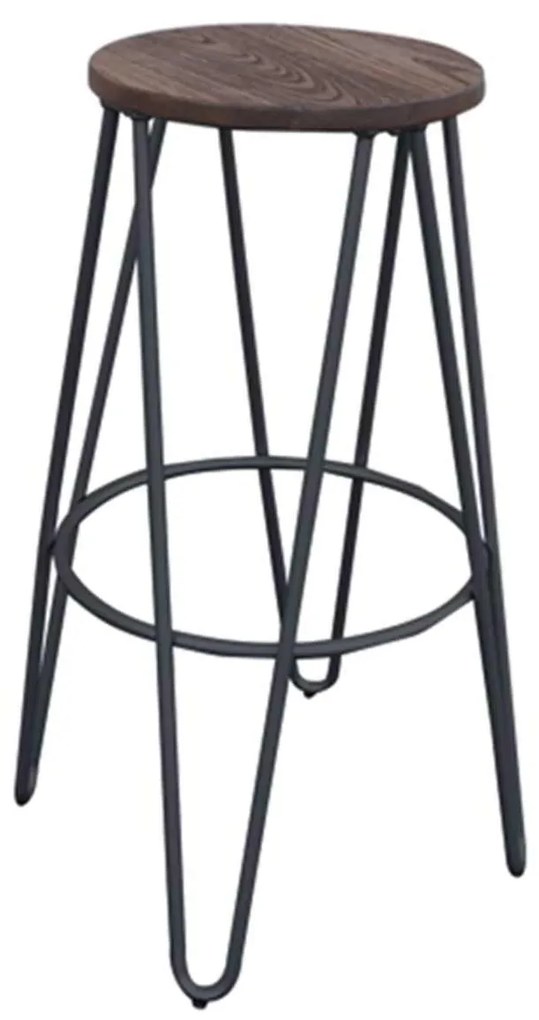Σκαμπώ Arco Wood Bar Μαύρο Dark Oak D. 33 H.76cm