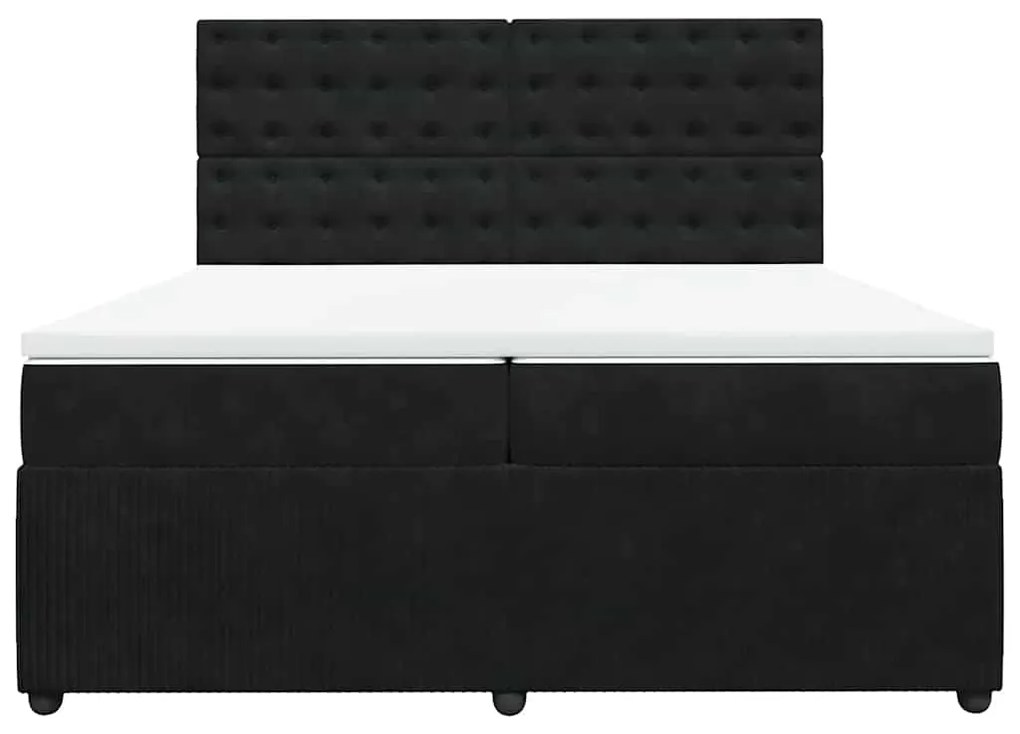 vidaXL Κρεβάτι Boxspring με Στρώμα Μαύρο 200x200 εκ. Βελούδινο