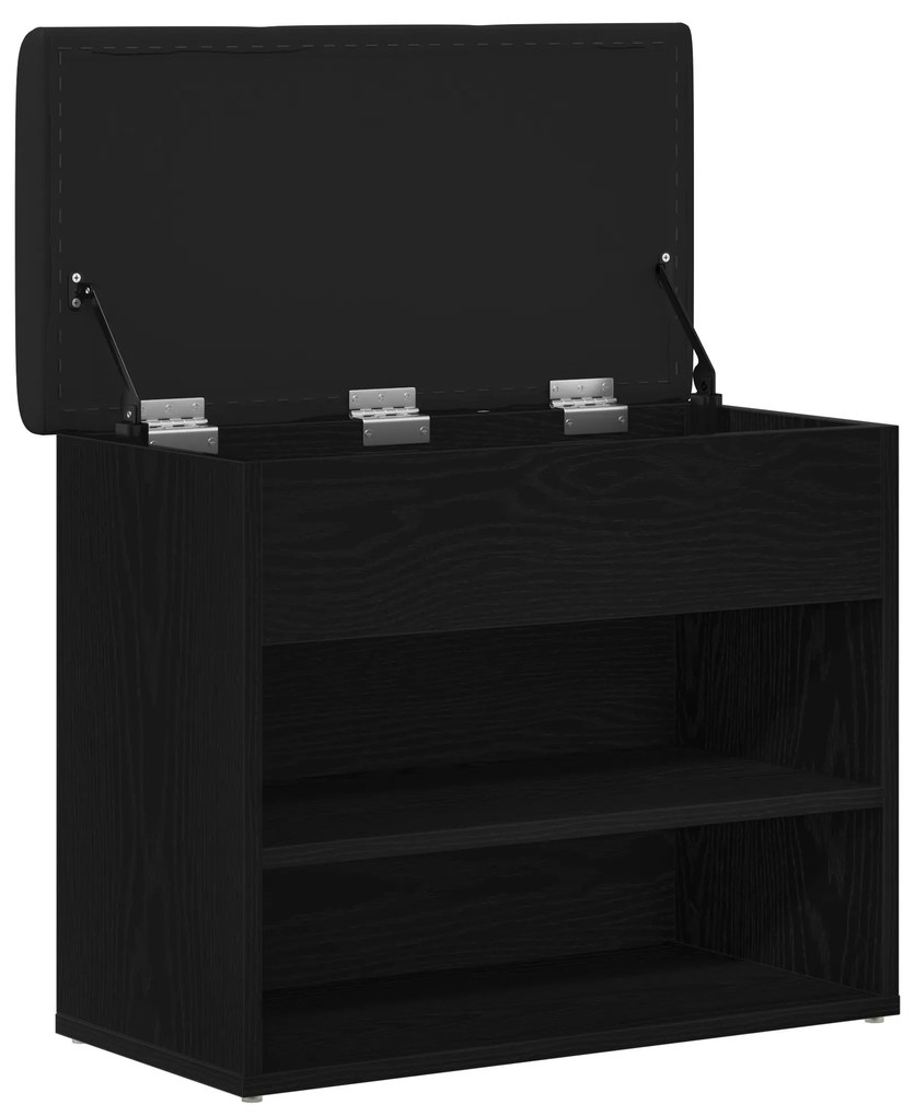 vidaXL Παγκάκι Αποθήκευσης Μαύρο Δρυς 60x30x48 εκ. Επεξεργασμένο Ξύλο