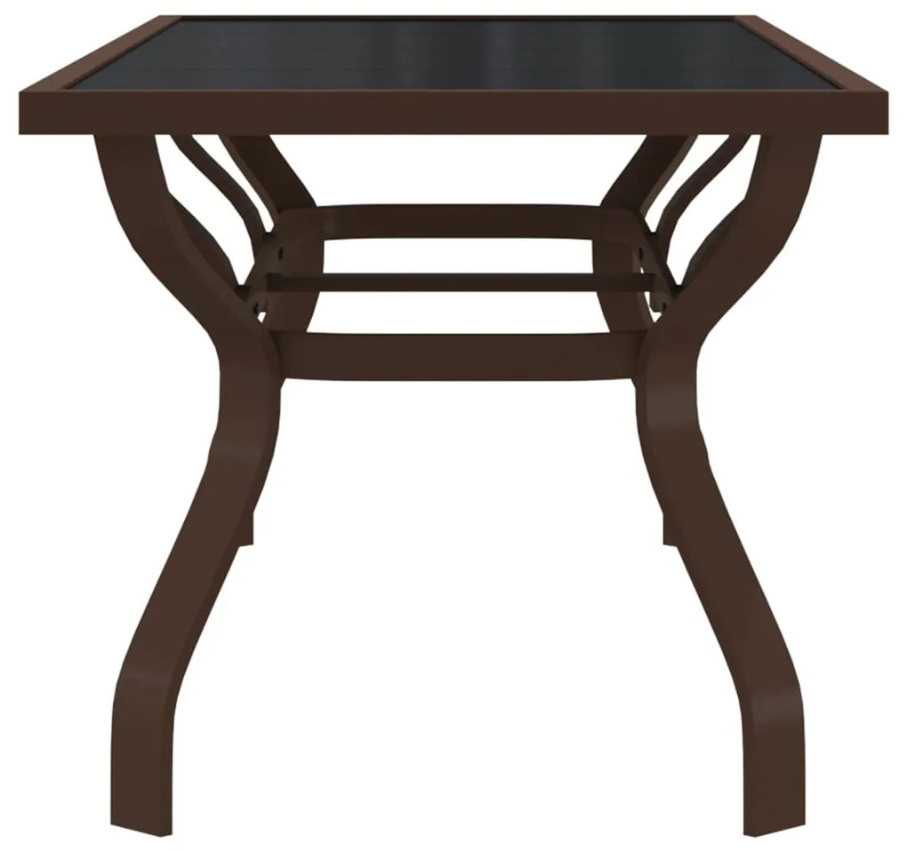 vidaXL Τραπέζι Κήπου Καφέ &amp; Μαύρο 180x80x70 εκ. από Ατσάλι και Γυαλί