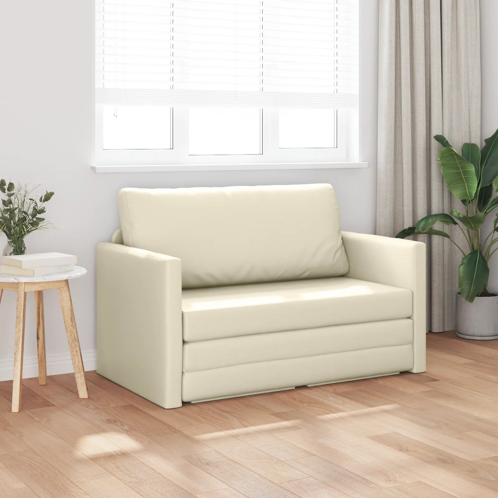 vidaXL Καναπές Κρεβάτι 2 σε 1 Κρεμ 124x71x78 cm Τεχνητό Δέρμα