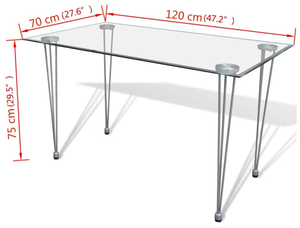 vidaXL Τραπεζαρία με Διαφανή Γυάλινη Επιφάνεια