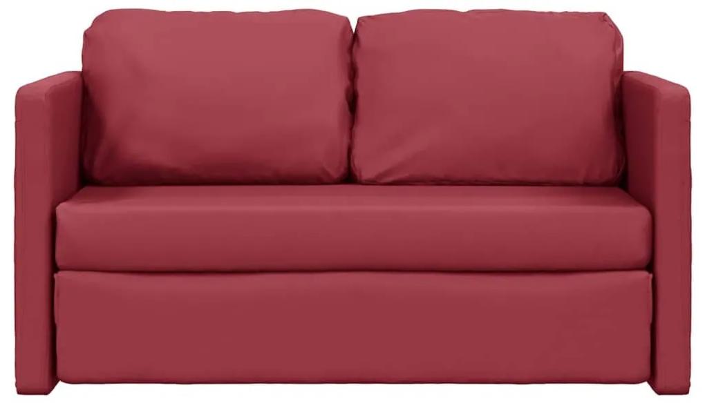 Καναπές-Κρεβάτι Δαπέδου 2σε 1 Μπορντό 112x174x55εκ. Συνθ. Δέρμα - Κόκκινο
