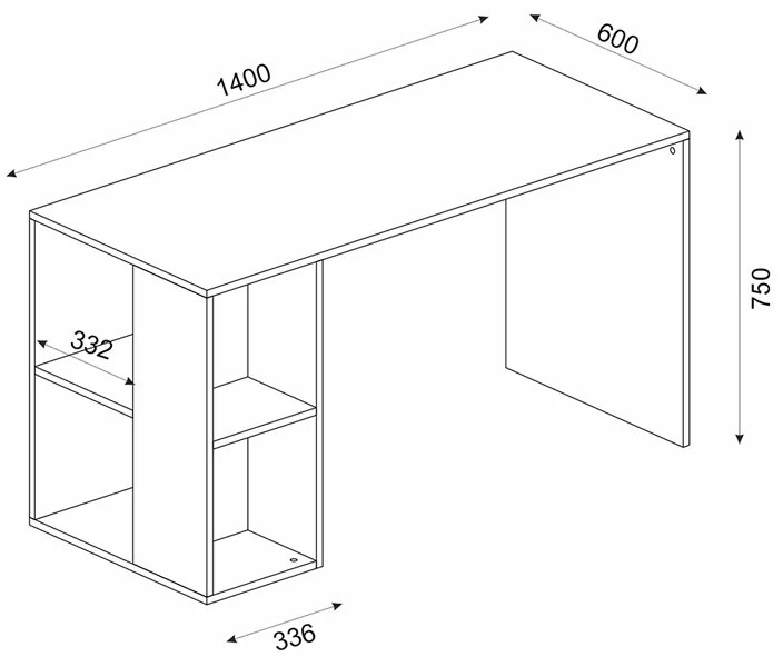 ΓΡΑΦΕΙΟ ΕΡΓΑΣΙΑΣ CORAL MEGAPAP ΧΡΩΜΑ ΛΕΥΚΟ - ΚΑΡΥΔΙ 140X60X75ΕΚ.