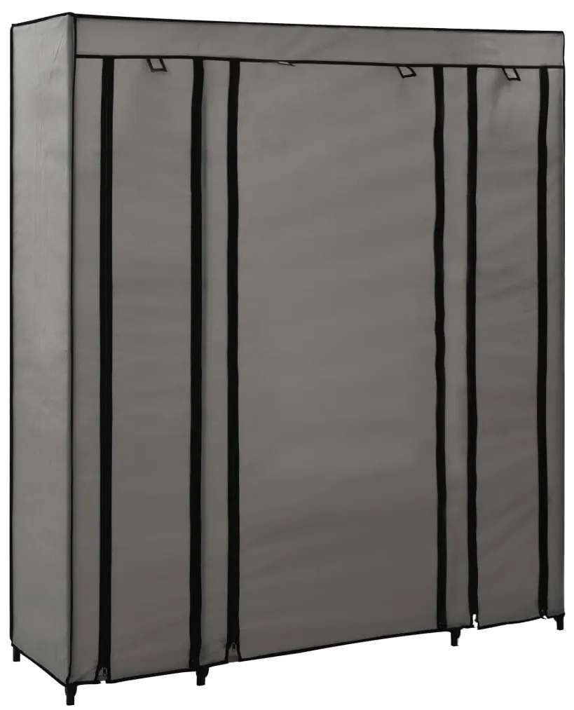 vidaXL Ντουλάπα με Ράφια / Σωλήνες Γκρι 150x45x176 εκ. Υφασμάτινη