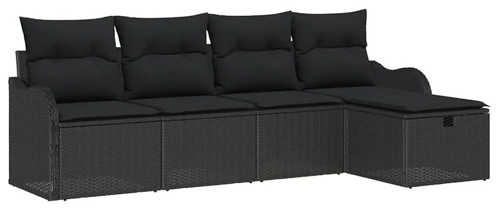 vidaXL Σετ Καναπέ Κήπου 5 pcs Μαύρο 231 x 117 x 85 εκ Πολυ ράταν