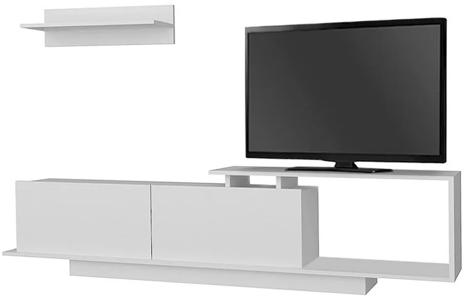 Έπιπλο Tηλεόρασης Novara 212806 Με Ράφι 180x29,6x45cm White Μελαμίνη