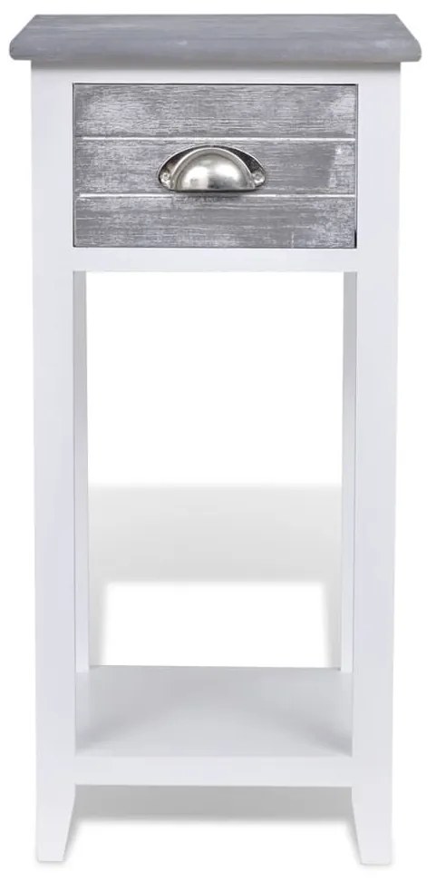 vidaXL Κομοδίνο με 1 Συρτάρι Γκρι / Λευκό