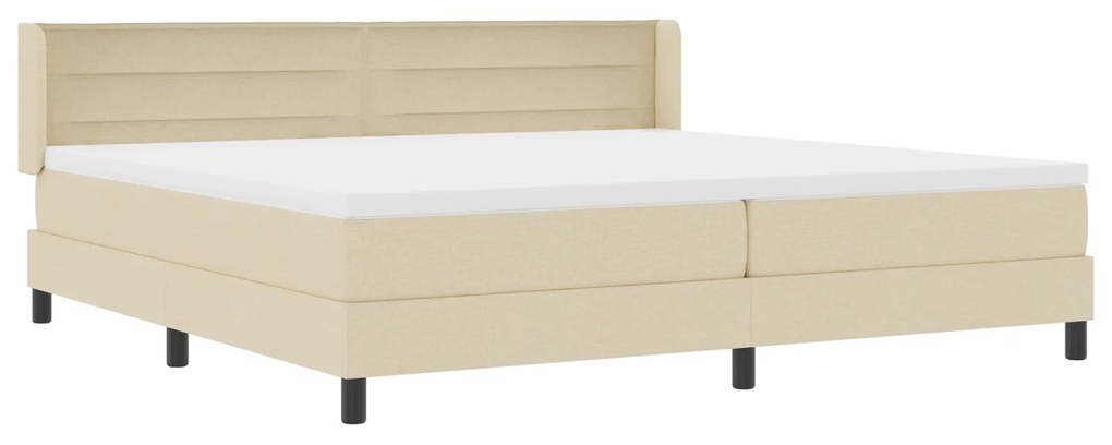 vidaXL Κρεβάτι Box Spring με Στρώμα σε Κρεμ, 200 x 200 εκ - Ύφασμα