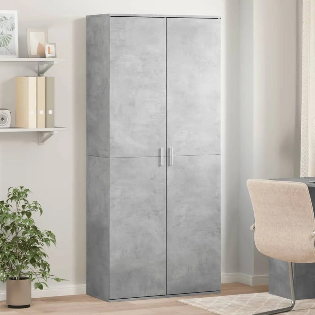 vidaXL Ντουλάπι Γκρι Σκυροδέματος 80x35x180 εκ. από Επεξεργασμένο Ξύλο